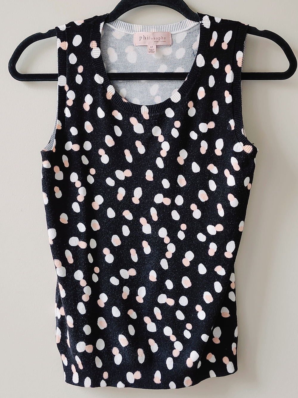 Philosophy Black Dot-Print Knit Tank